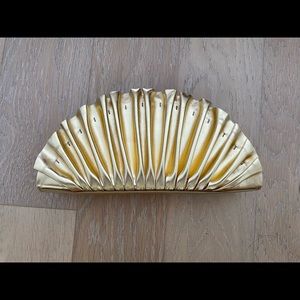 Brand new Cult Gaia Nala Mini Pleated Gold Metallic Clutch Bag